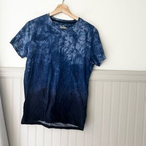 Hollister Small Crew Neck Tee Navy Tie-Dye Short Sleeve Cotton Shirt